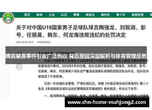 魏震禁赛事件引发广泛热议 背后原因深层解析与体育管理反思